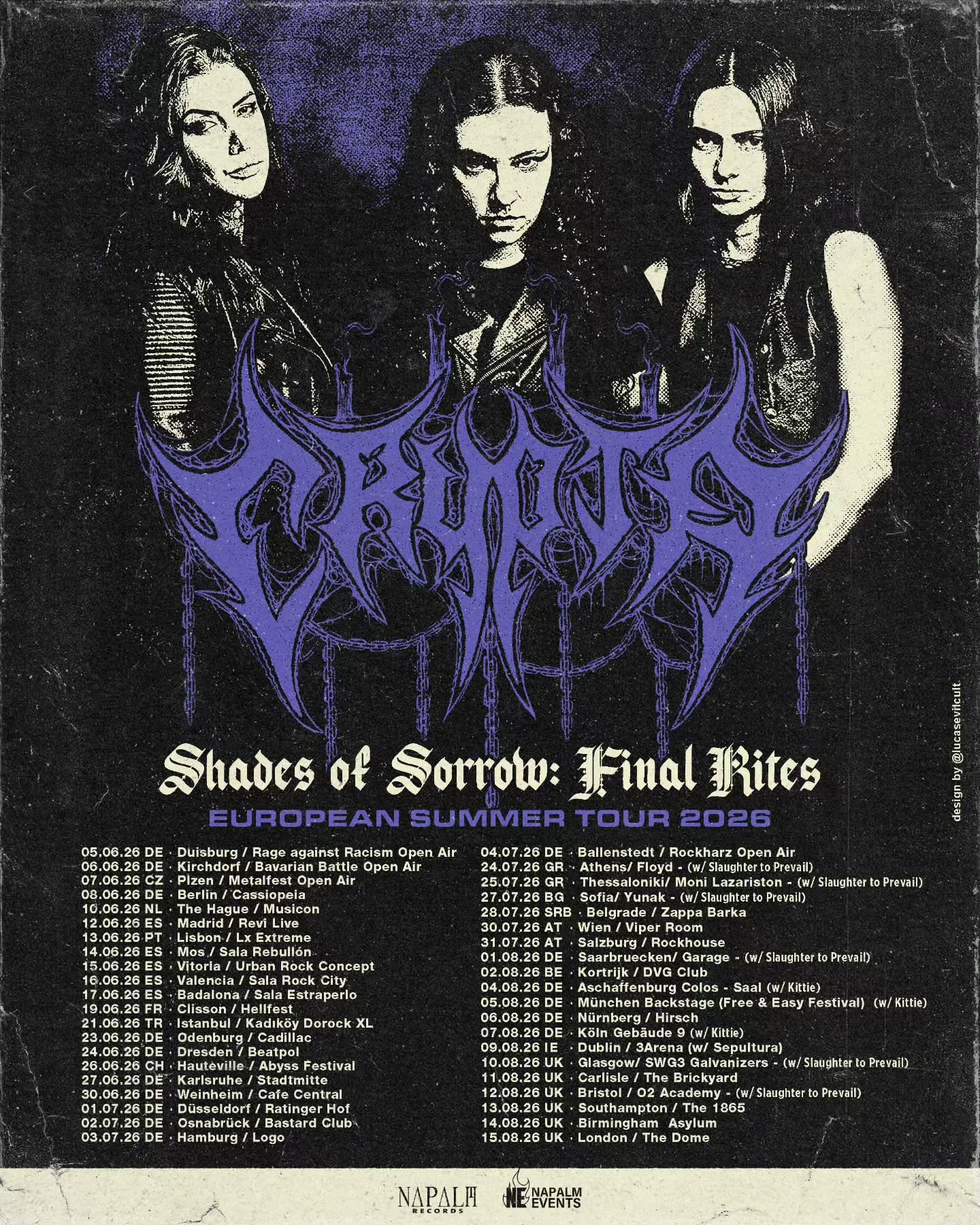 Crypta Shades of Sorrow: Final Rites European Summer Tour Poster 2026